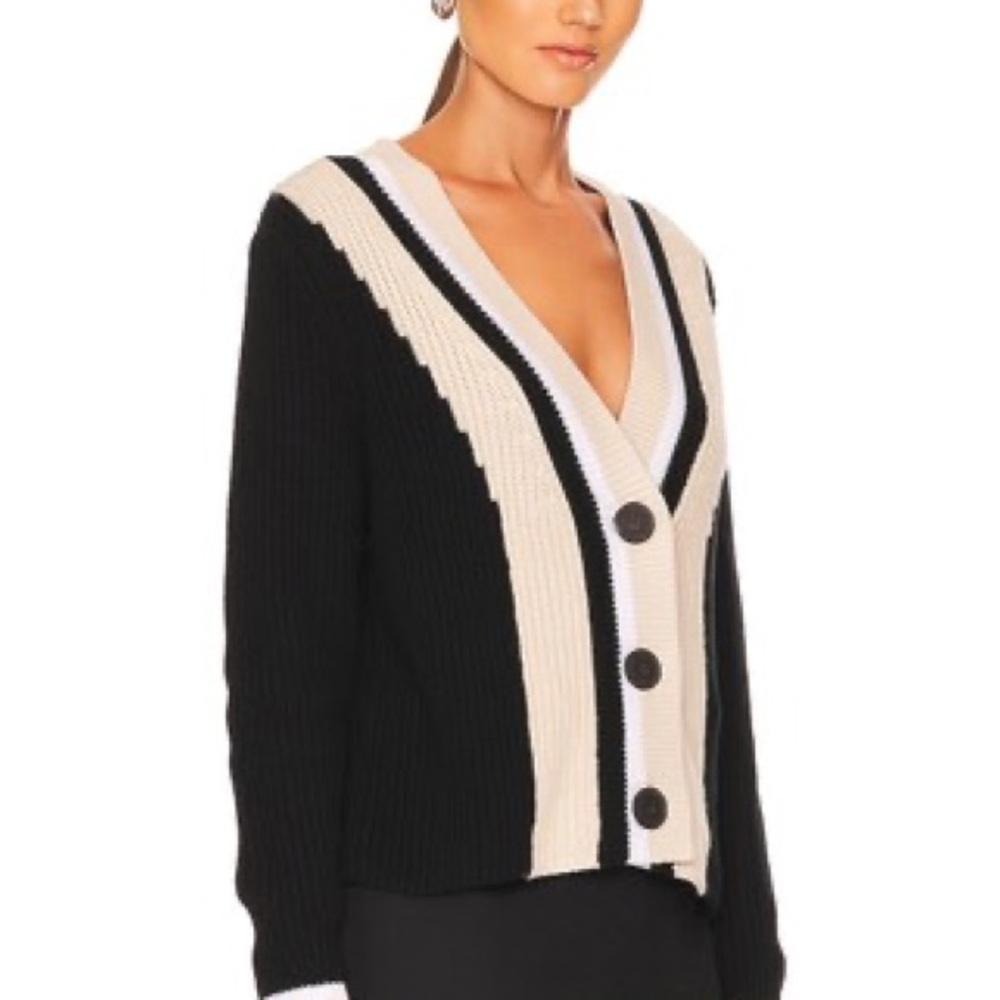 Women's Black and Cream Cardigan Sweater - Picture 2 of 8